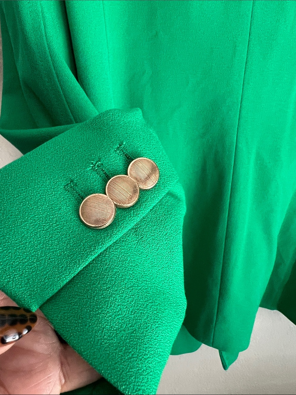 Zara Vibrant Green Double-Breasted Blazer with Gold Buttons - Picture 4 of 5